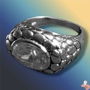 Signed WS 925 Large Oval Sterling Silver Ring Heavy Crystal Statement Size 9 289